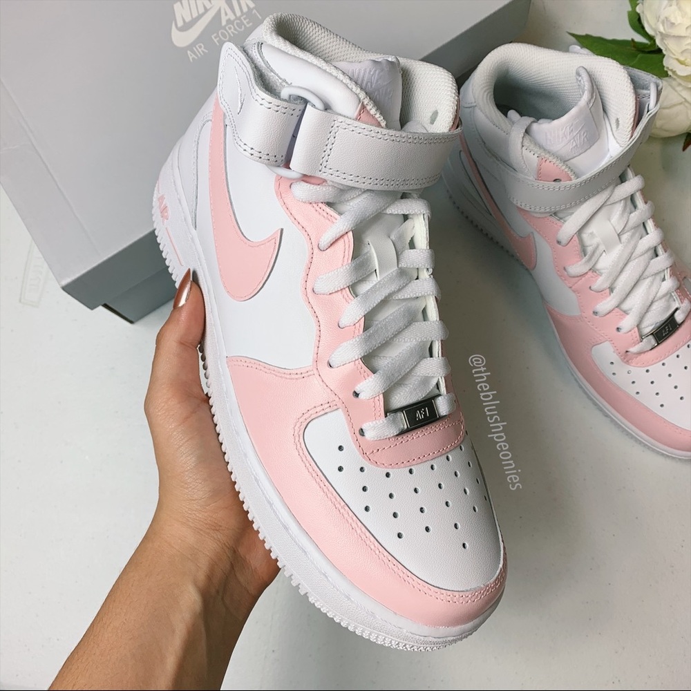 🌸 Nike Custom Air Force 1 Mid - Petal Pink 🌸 - Picture 3 of 13